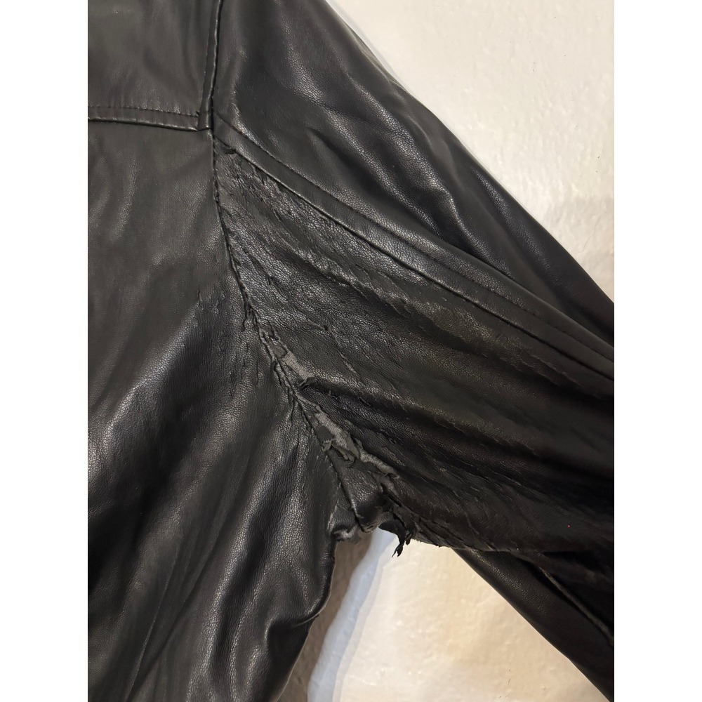 Chelsea DeBoer Lily & Lottie Black Faux Leather Belted Moto Biker Jacket Large - Picture 5 of 8